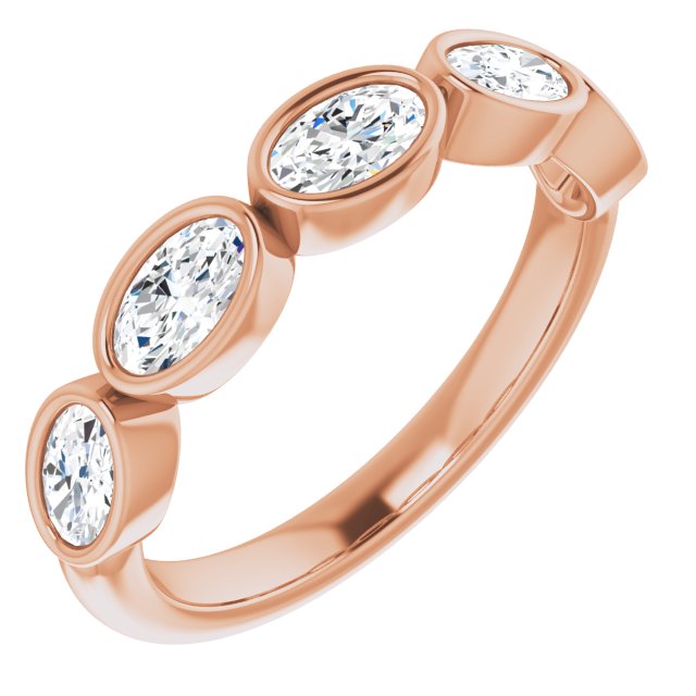 1.05 ct. Oval Cut Diamond Wedding Band 5 Stone Anniversary Ring-VIRABYANI